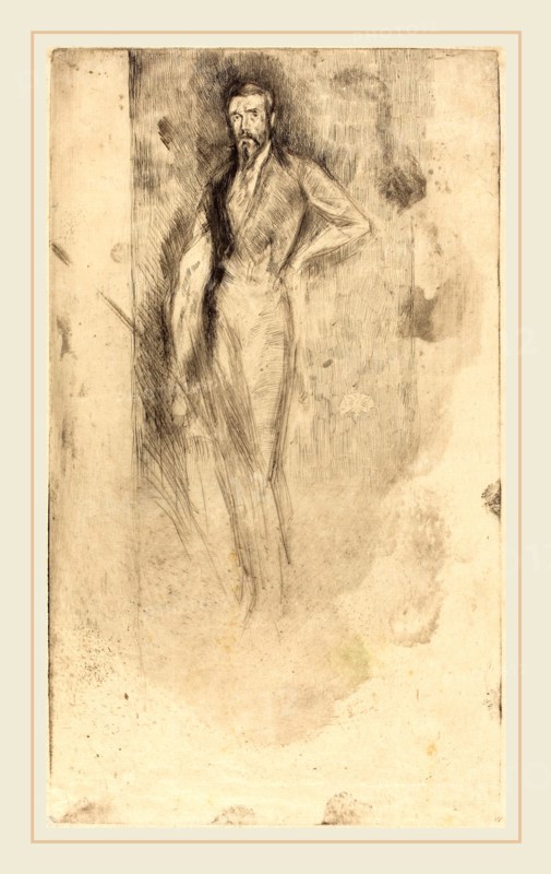 James McNeill Whistler (American, 1834-1903), F. R. Leyland, c. 1870-1873, etching and drypoint on "japon mince"