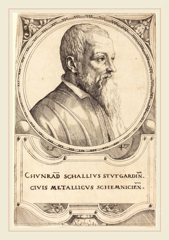 Augustin Hirschvogel (German, 1503-1553), Conrad Schall, 1547, etching