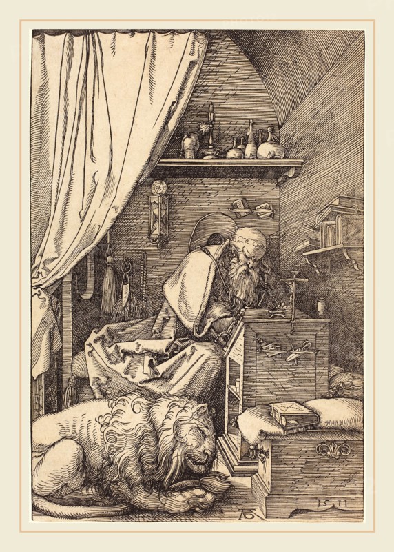 Albrecht DÃ¼rer (German, 1471-1528), Saint Jerome in His Cell, 1511, woodcut