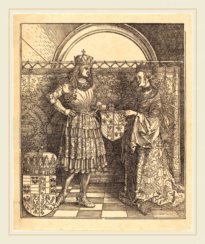 Albrecht DÃ¼rer (German, 1471-1528), The Betrothal of Maximilian with Mary of Burgundy, 1515, woodcut