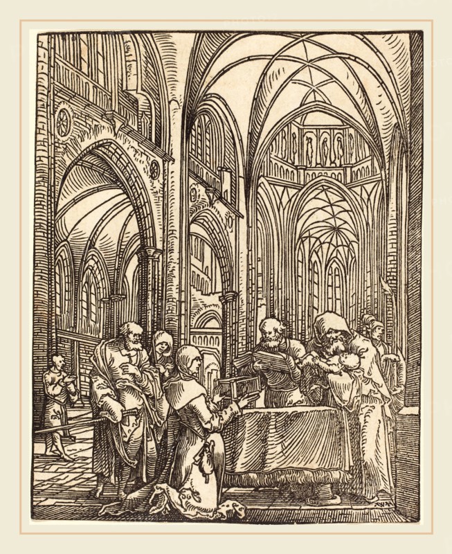 Wolf Huber (German, c. 1485-1490-1553), The Presentation in the Temple, woodcut
