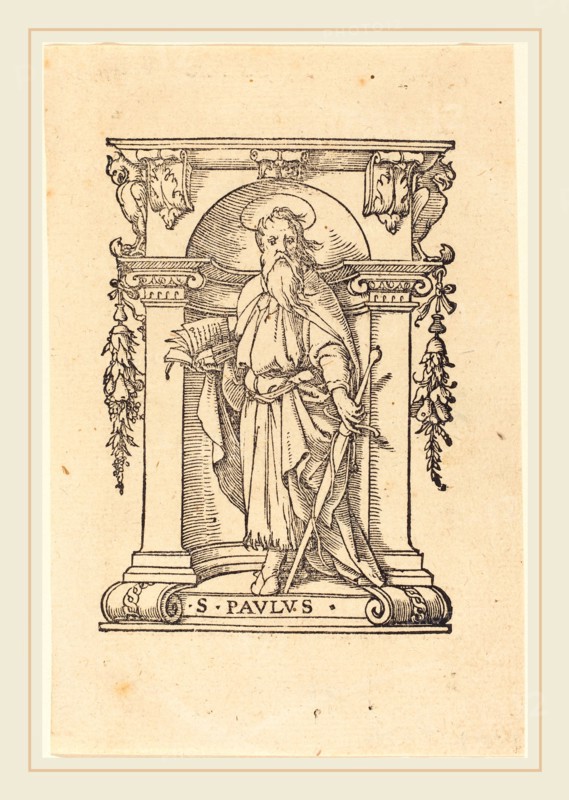 Hans Holbein the Younger (German, 1497-1498-1543), Saint Paul with Book and Sword, woodcut