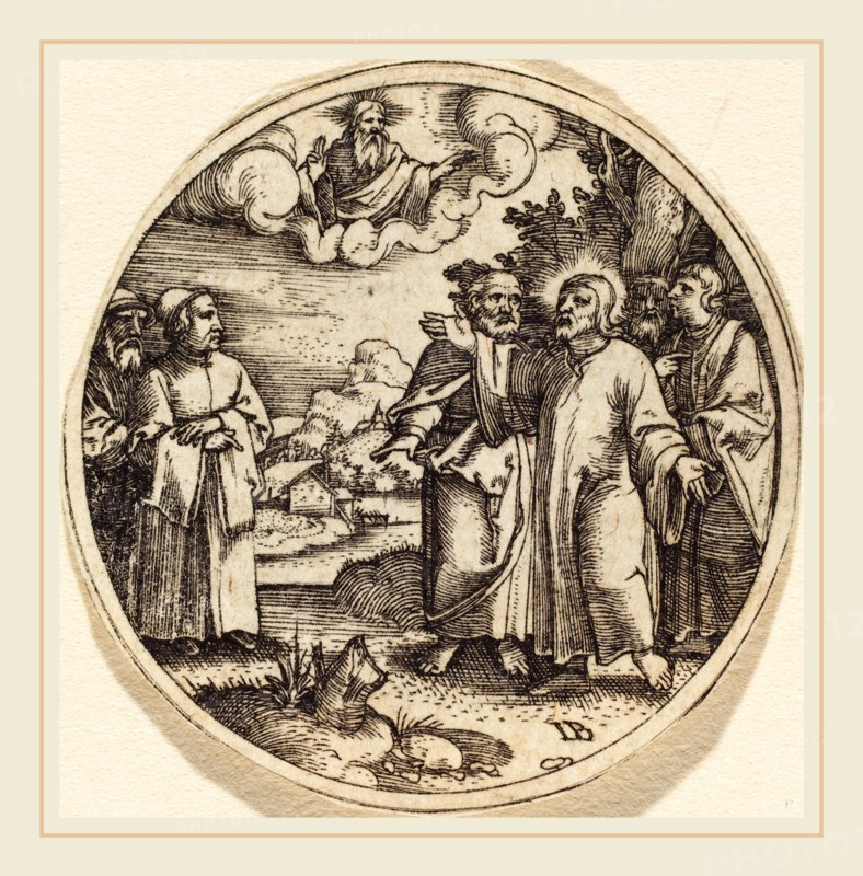Master IB (German, active c. 1523-1530), Christ with Three of His Apostles, engraving