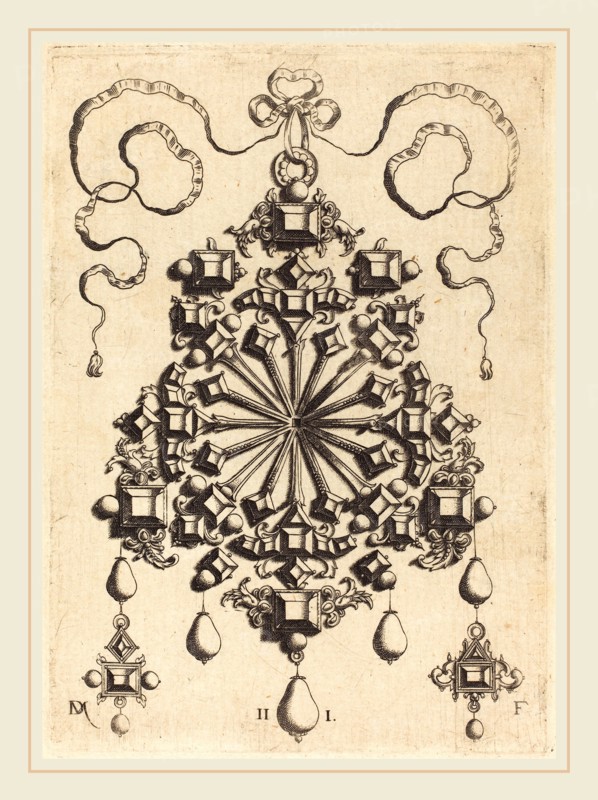 Daniel Mignot (German, active 1593-1596), Large Pendant with Star at Centre, engraving