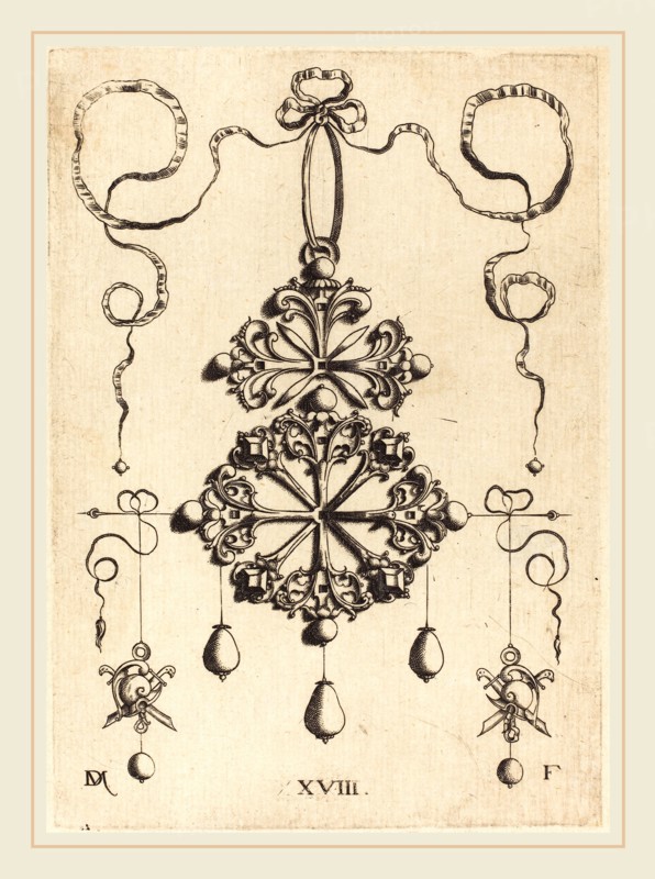 Daniel Mignot (German, active 1593-1596), Pendant with Two Double Crosses, engraving