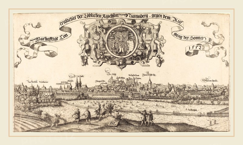 Hans Sebald Lautensack (German, 1524-1561-1566), View of Nuremberg from the East [center section], 1552, etching