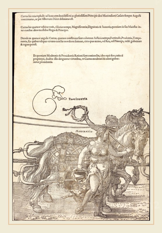 Albrecht DÃ¼rer (German, 1471-1528), The Triumphal Chariot of Maximilian I (The Great Triumphal Car) [plate 3 of 8], 1522, woodcut