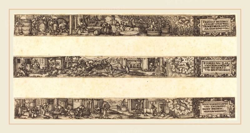 Franz Brun (German, active c. 1590), Three Months, 1584, engraving