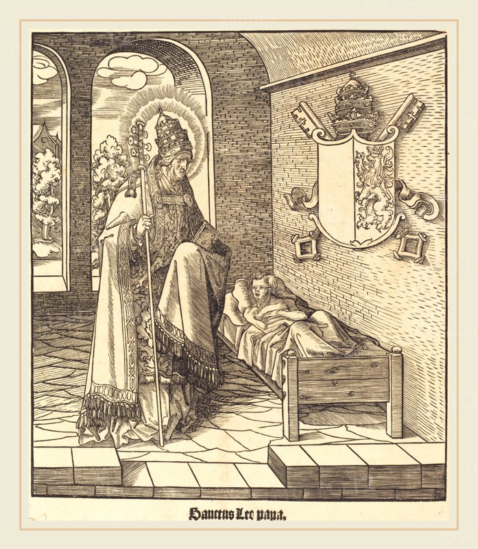 Leonhard Beck (German, c. 1480-1542), Saint Leo (Pope Leo IX), 1516-1518, woodcut