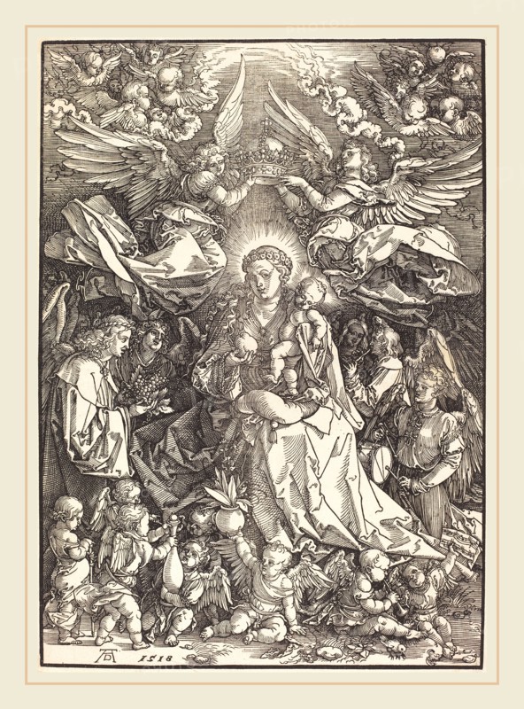 Albrecht DÃ¼rer (German, 1471-1528), The Virgin Surrounded by Many Angels, 1518, woodcut