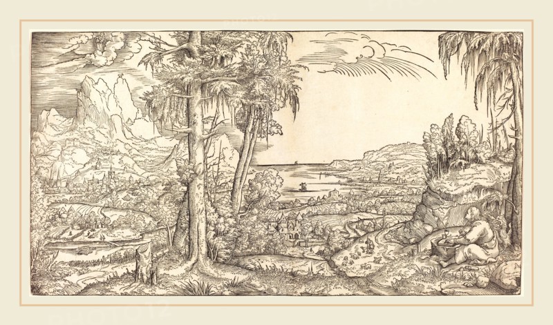 Master H.W.G. (German, active first half 16th century), Saint John on Patmos, c. 1545-1555, woodcut