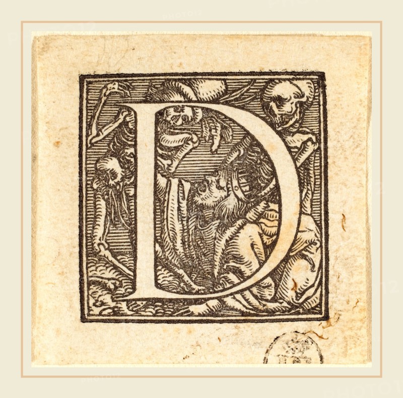 Hans Holbein the Younger (German, 1497-1498-1543), Letter D, woodcut