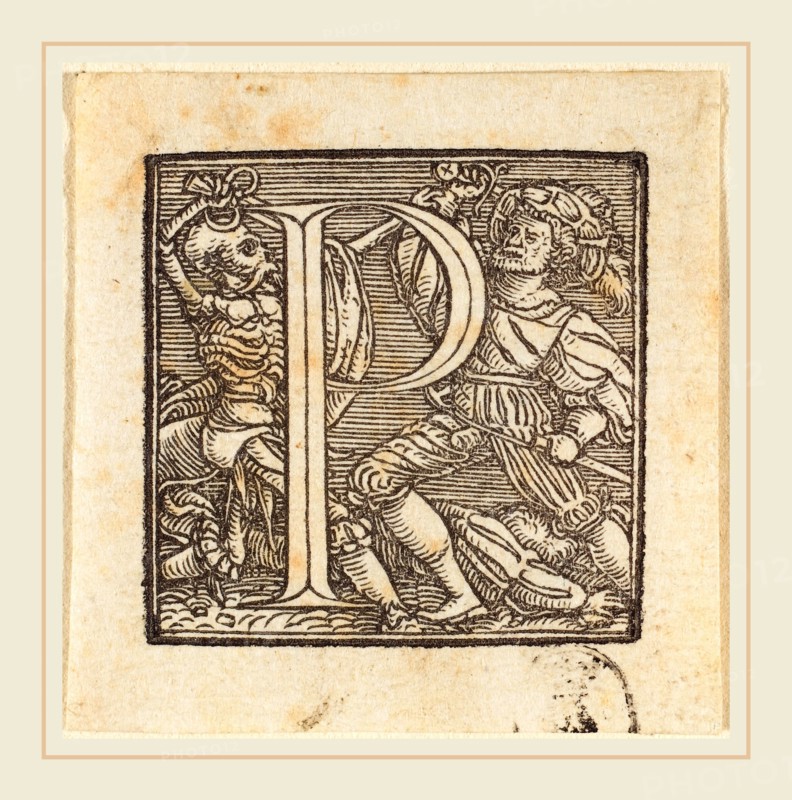 Hans Holbein the Younger (German, 1497-1498-1543), Letter P, woodcut