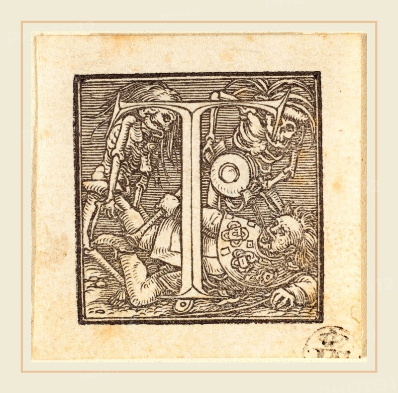Hans Holbein the Younger (German, 1497-1498-1543), Letter T, woodcut