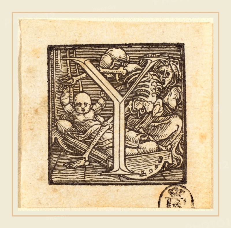 Hans Holbein the Younger (German, 1497-1498-1543), Letter Y, woodcut