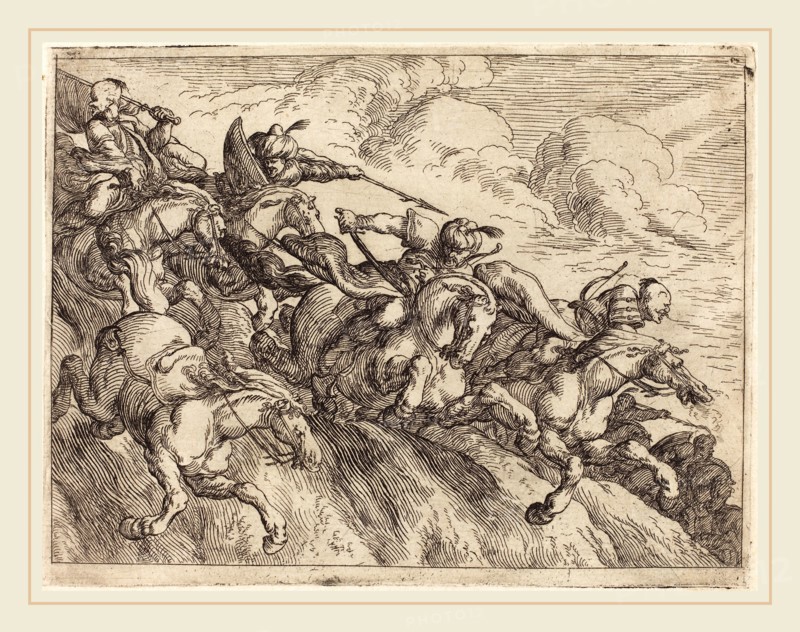 Johann Wilhelm Baur (German, 1607-1641), Capricci di varie battaglie, 1635, etching on laid paper