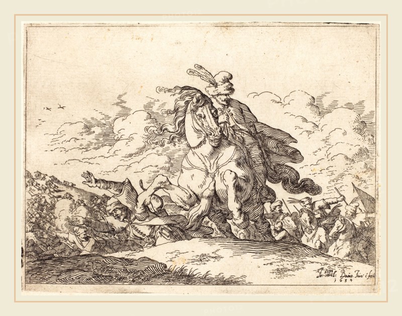 Johann Wilhelm Baur (German, 1607-1641), Capricci di varie battaglie, 1635, etching on laid paper