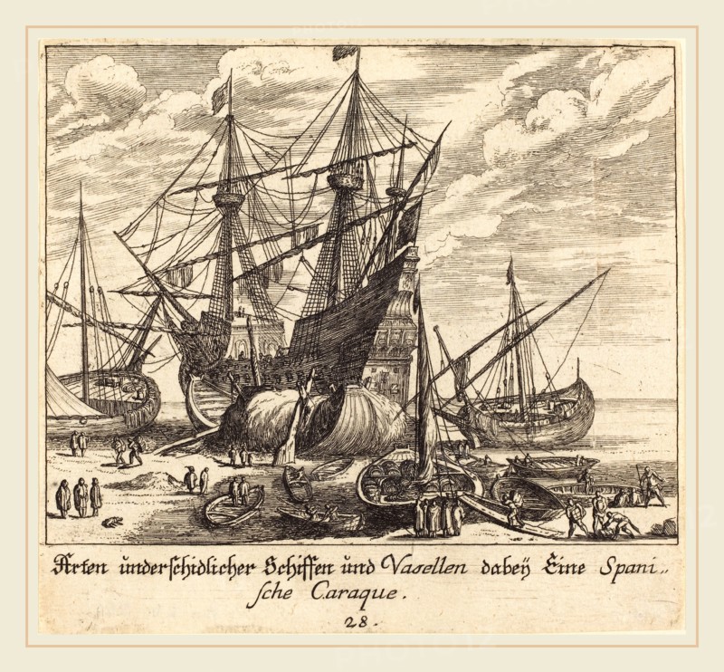 Melchior KÃ¼sel after Johann Wilhelm Baur (German, 1626-1683), Ships, 1681, etching