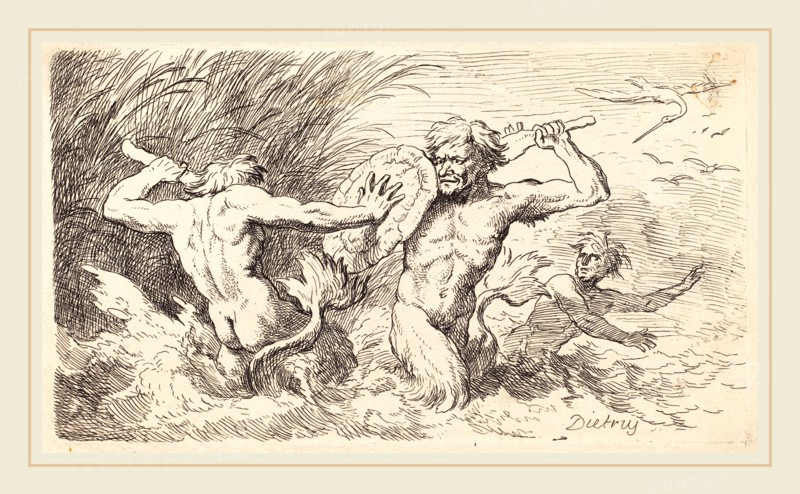 Christian Wilhelm Ernst Dietrich (German, 1712-1774), Battling Tritons, 1763, etching on wove paper