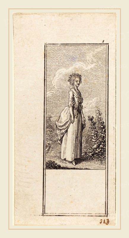 Daniel Nikolaus Chodowiecki (German, 1726-1801), Girl with a Crown of Flowers, 1784, etching