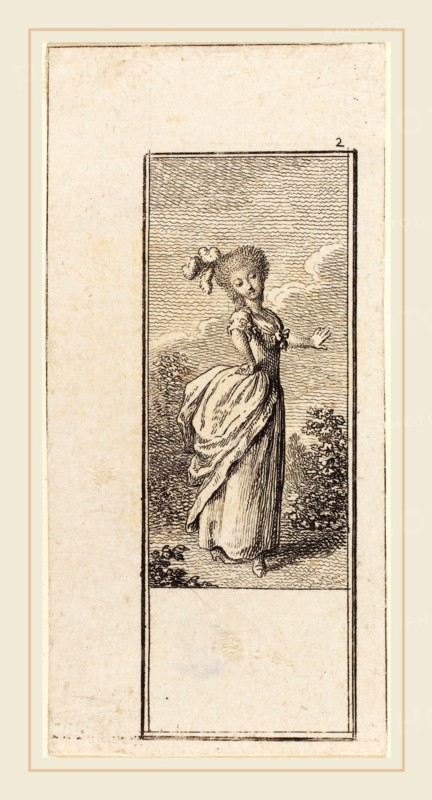 Daniel Nikolaus Chodowiecki (German, 1726-1801), Girl with an Ostrich Feather Headdress, 1784, etching