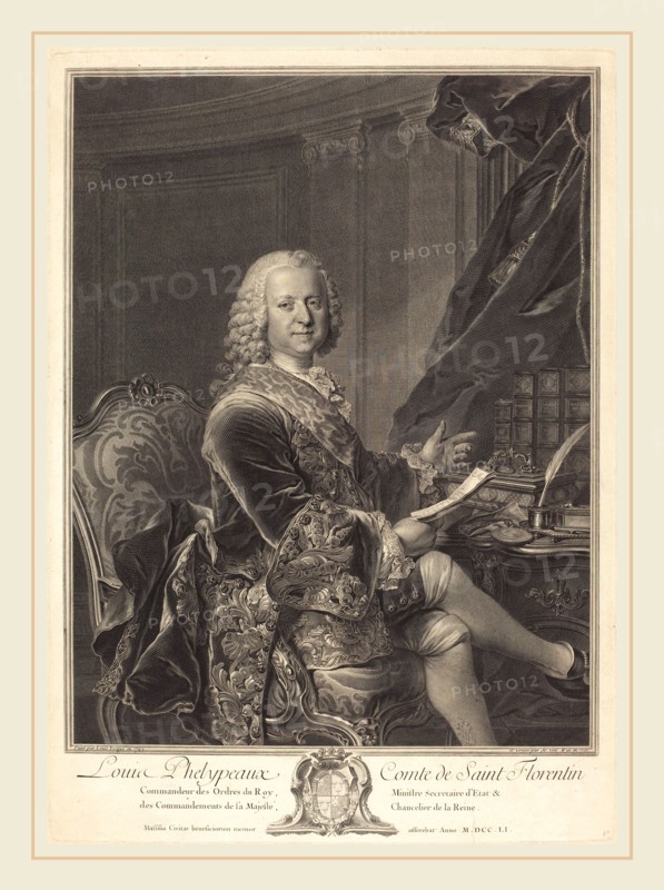 Johann Georg Wille after Louis Tocqué (German, 1715-1808), Louis Phelypeaux, comte de Saint Florentin, 1761, etching and engraving
