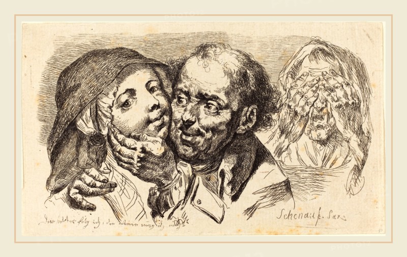 Johann Eleazar Schenau (German, 1737-1806), Young Woman Embraced by an Older Man, 1765, etching on laid paper