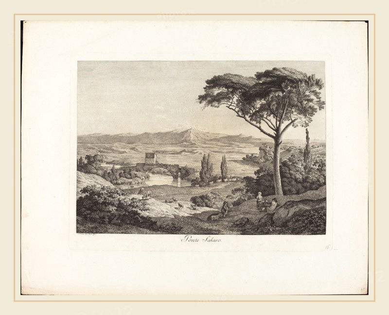 Jacob Wilhelm Mechau (German, 1745-1808), Il ponte Salaro, 1793, etching on laid paper