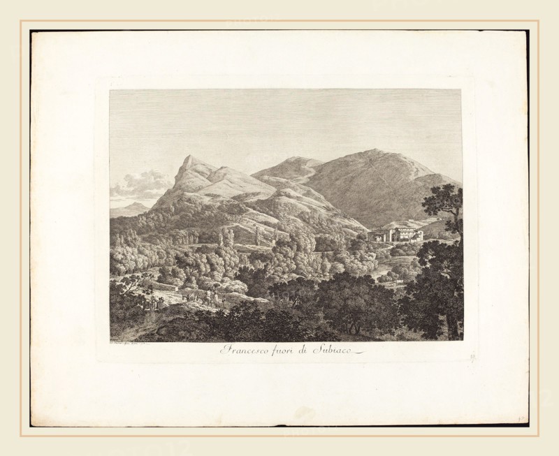 Jacob Wilhelm Mechau (German, 1745-1808), Francesco fuori di Subiacao, 1794, etching on laid paper