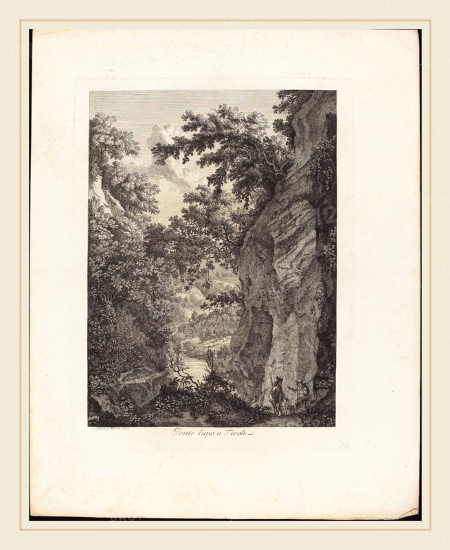 Albert Christoph Dies (Austrian, 1755-1822), Ponte Lupo a Tivoli, 1792, etching on laid paper