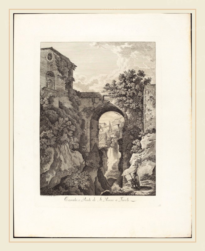 Albert Christoph Dies (Austrian, 1755-1822), Cascata e Ponte di San Rocco a Tivoli, 1795, etching on laid paper