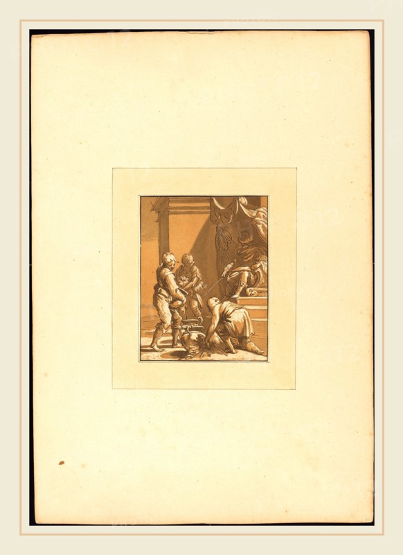 Katharina Prestel after Abraham Bloemaert (German, 1747-1794), Roman Sacrifice, 1780, chiaroscuro aquatint in dark and light brown
