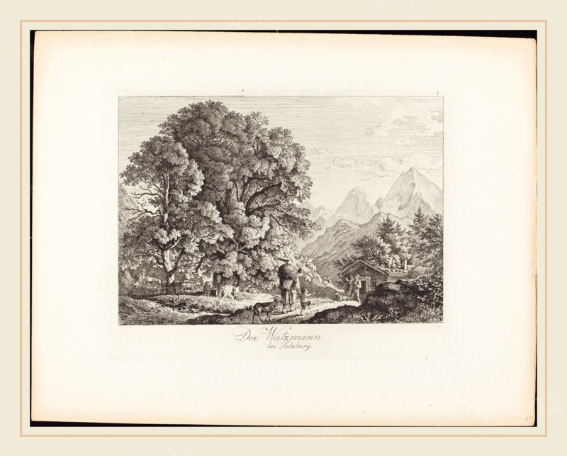 Ludwig Richter (German, 1803-1884), Der Watzmann bei Salzburg (The Watzmann near Salzburg), 1830, etching on wove paper
