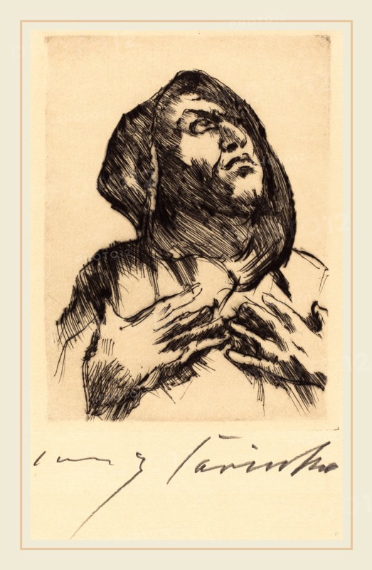 Lovis Corinth, Monk Gazing Upward (MÃ¶nch mit Erhobenem Blick), German, 1858-1925, 1916, drypoint in black on wove paper