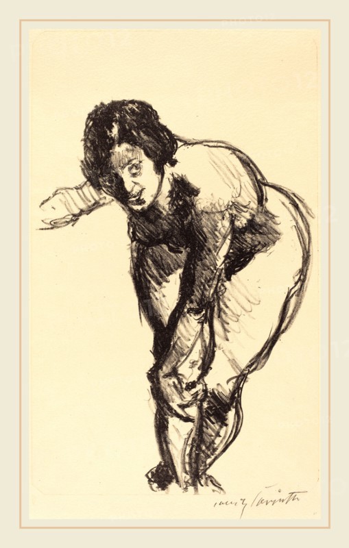 Lovis Corinth, Nude Bending Forward (Gebeugter Akt), German, 1858-1925, 1916, lithograph in black on textured wove paper