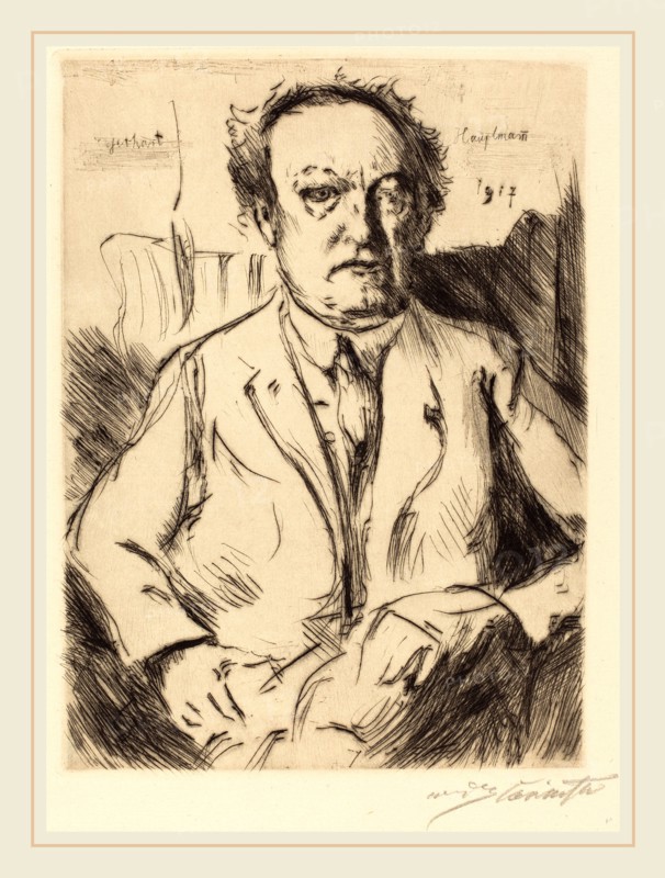 Lovis Corinth, Gerhart Hauptmann, German, 1858-1925, 1917, drypoint in black on laid paper