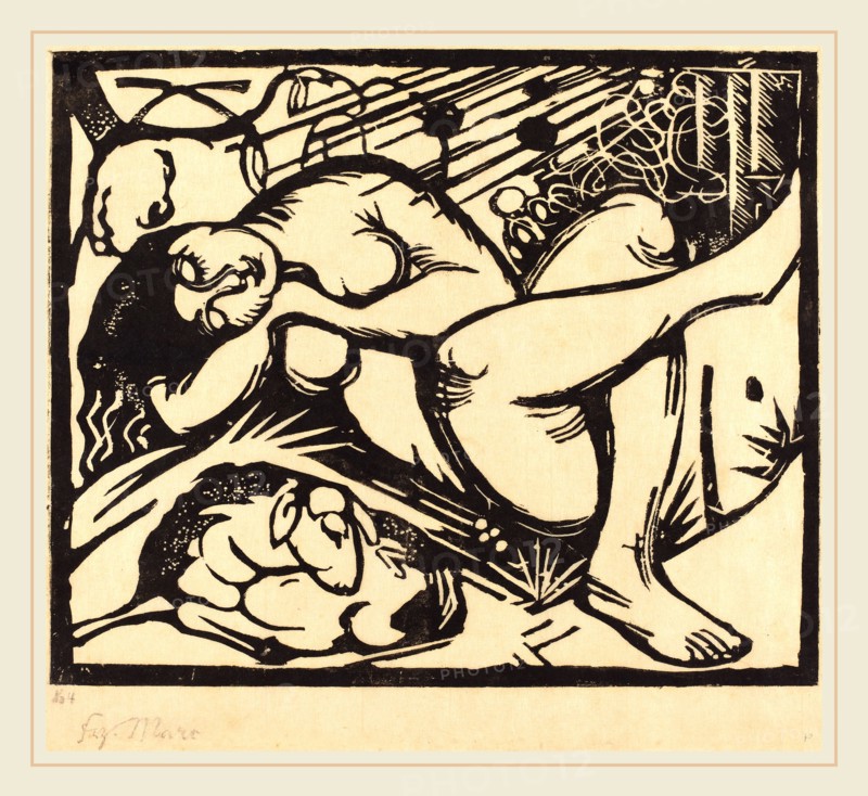 Franz Marc, Sleeping Shepherdess (Schlafende Hirtin), German, 1880-1916, 1912, woodcut