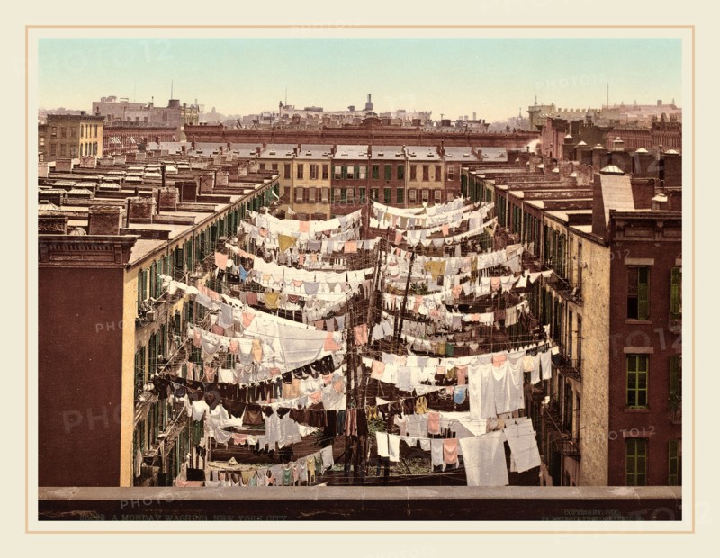 American 19th Century (Detroit Photographic Co.), A Monday Washing, New York City, 1900, photochrom
