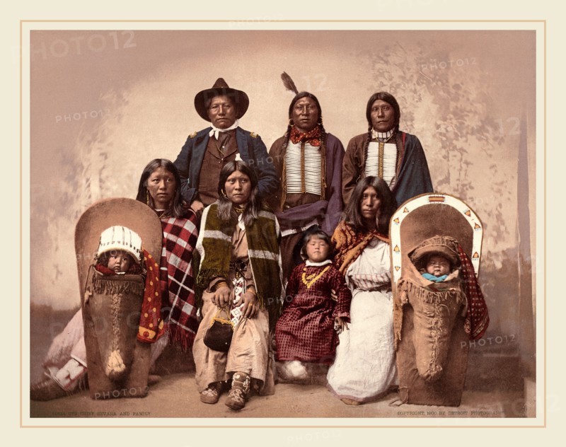 American 19th Century (Detroit Photographic Co.), Ute Chief Sevara and Family, 1900, photochrom