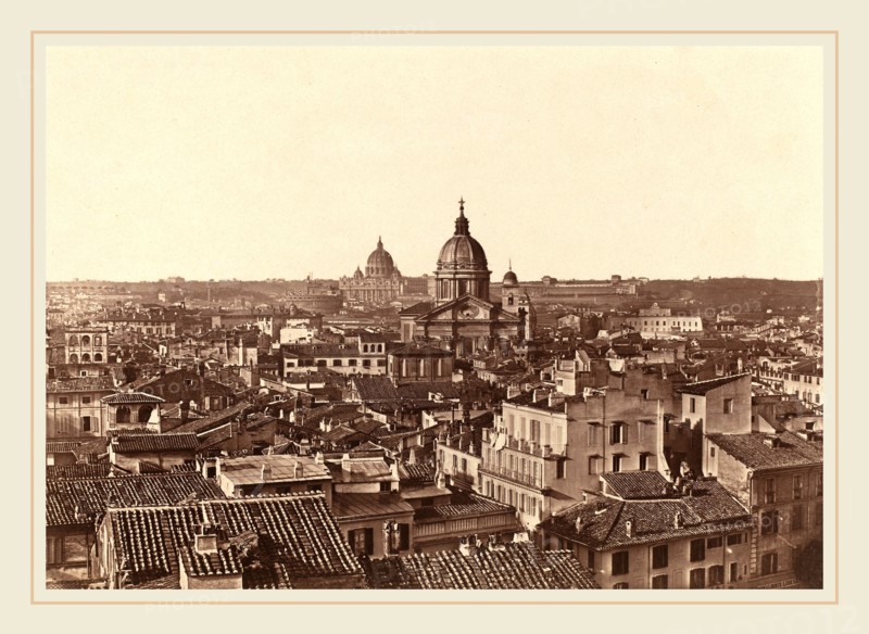 James Anderson (British, 1813-1877), View of Rome, c. 1855, salted paper print from collodion negative mounted on paper