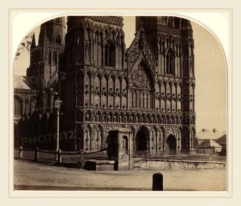 Roger Fenton (British, 1819-1869), Lichfield Cathedral from the North-west, 1858, albumen print from collodion glass negative