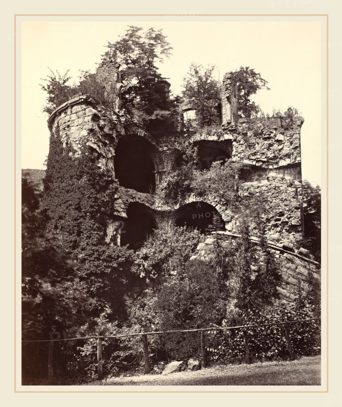 Adolphe Braun (French, 1812-1877), The Exploded Tower, Heidelberg Castle, c. 1865, albumen print from collodion negative mounted on paperboard