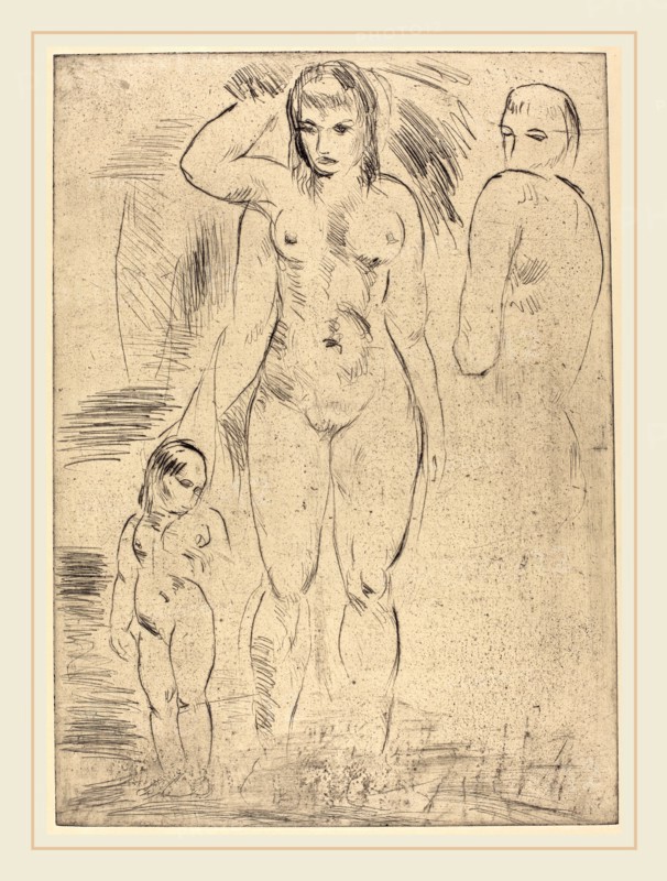 Wilhelm Lehmbruck, Woman and Child (Weib und Kind), German, 1881-1919, 1914, drypoint