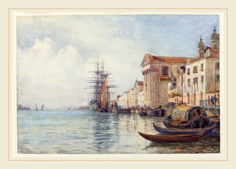 David Law (Scottish, 1831-1901), The Giudecca Canal with Shipping near the Chiesa dei Gesuati, 1880s, watercolor over graphite on wove paper
