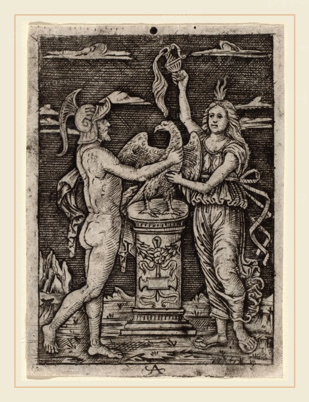 after Peregrino da Cesena, Consecration of an Eagle, c. 1500-1525, niello print