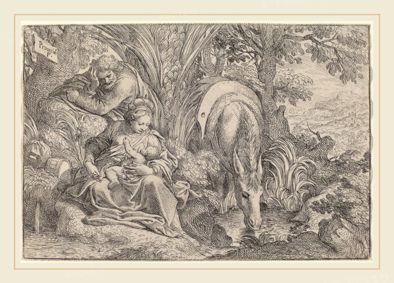 Camillo Procaccini (Italian, c. 1555-1629), The Rest on the Flight into Egypt, c. 1590, etching on laid paper