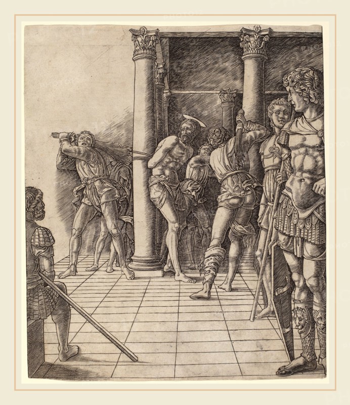 Workshop of Andrea Mantegna or Attributed to Zoan Andrea (Italian, active c. 1475-1519), Flagellation of Christ, with the Pavement, c. 1475-1480, engraving