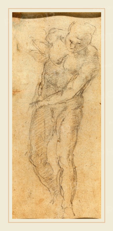 Michelangelo (Italian, 1475-1564), Male Nude [verso], c. 1560, black chalk on laid paper