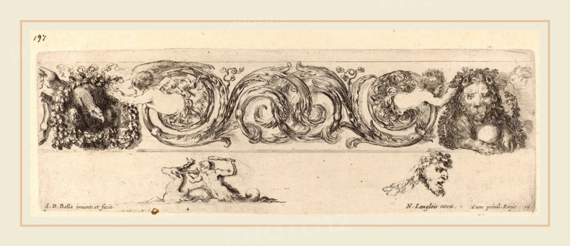 Stefano Della Bella (Italian, 1610-1664), Ornamental Frieze with Eagle and Lion Engarlanded by Children, probably 1648, etching