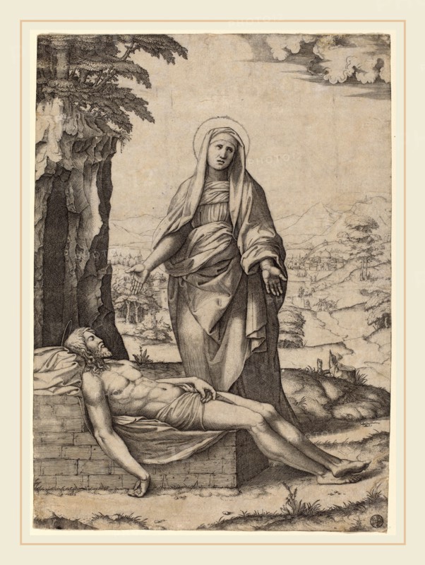 Marcantonio Raimondi after Raphael (Italian, c. 1480-c. 1534), The Lamentation of the Virgin, 1510, engraving